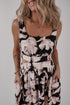 Floral Cutout Square Neck Knot Back Sleeveless Maxi Dress