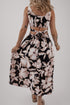 Floral Cutout Square Neck Knot Back Sleeveless Maxi Dress