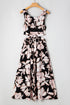 Floral Cutout Square Neck Knot Back Sleeveless Maxi Dress