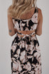 Floral Cutout Square Neck Knot Back Sleeveless Maxi Dress