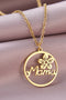 Floral Detailed Mama Script Pendant Alloy Necklace
