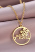 Floral Detailed Mama Script Pendant Alloy Necklace