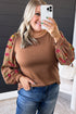 Floral Embroidered Balloon Sleeve Knit Pullover Top