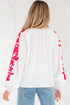 Floral Embroidered Button Front Long Sleeve Peasant Blouse