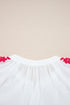 Floral Embroidered Button Front Long Sleeve Peasant Blouse