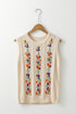 Floral Embroidered Cable Knit Sleeveless Sweater Vest