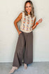 Floral Embroidered Cable Knit Sleeveless Sweater Vest