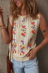 Floral Embroidered Cable Knit Sleeveless Sweater Vest