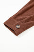 Floral Embroidered Collar Button Front Western Corduroy Jacket
