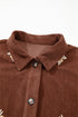 Floral Embroidered Collar Button Front Western Corduroy Jacket