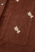 Floral Embroidered Collar Button Front Western Corduroy Jacket