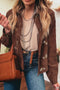 Floral Embroidered Collar Button Front Western Corduroy Jacket