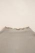 Floral Embroidered Detail Soft Ribbed Knit Long Sleeve Top