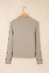Floral Embroidered Detail Soft Ribbed Knit Long Sleeve Top