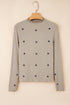 Floral Embroidered Detail Soft Ribbed Knit Long Sleeve Top