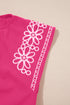 Floral Embroidered Flutter Sleeve Pleated High Neck Blouse