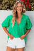 Floral Embroidered Hollow Out Puff Sleeve Cotton Blouse