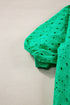 Floral Embroidered Hollow Out Puff Sleeve Cotton Blouse