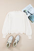 Floral Embroidered Mock Neck Scalloped Hem Knit Sweater