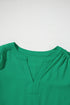 Floral Embroidered Notched Neckline Three Quarter Sleeve Blouse