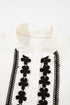 Floral Embroidered Placket Button Front Woven Blouse