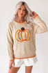Floral Embroidered Pumpkin Long Sleeve Round Neck Knit Sweater