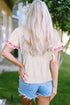 Floral Embroidered Ruffle Sleeve Notched V Neck Blouse