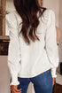 Floral Embroidered Split Neck Smocked Cuff Blouse