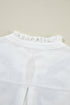 Floral Embroidered Split Neck Smocked Cuff Blouse