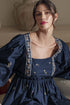 Floral Embroidered Square Neck Puff Sleeve Ruffled Mini Dress