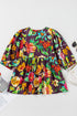 Floral Embroidered Trim Half Sleeve Woven Cotton Blouse