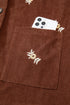 Floral Embroidered Wide Wale Corduroy Button Front Patch Pocket Jacket
