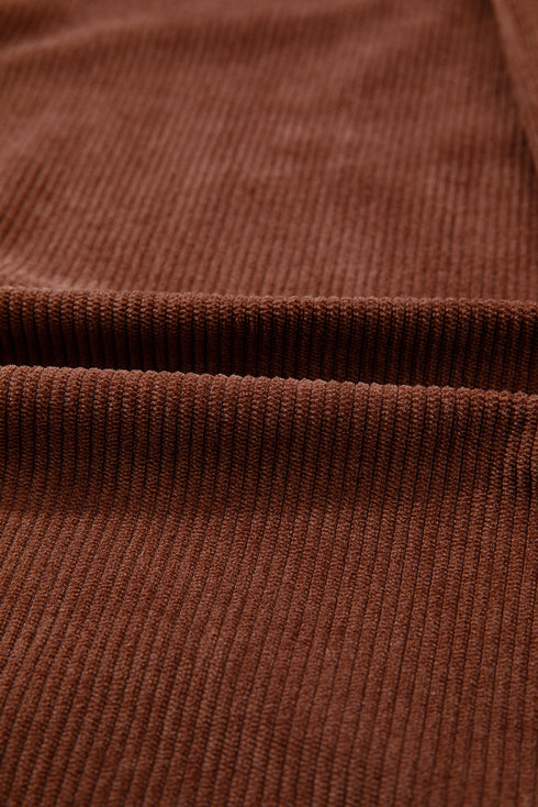 Floral Embroidered Wide Wale Corduroy Button Front Patch Pocket Jacket