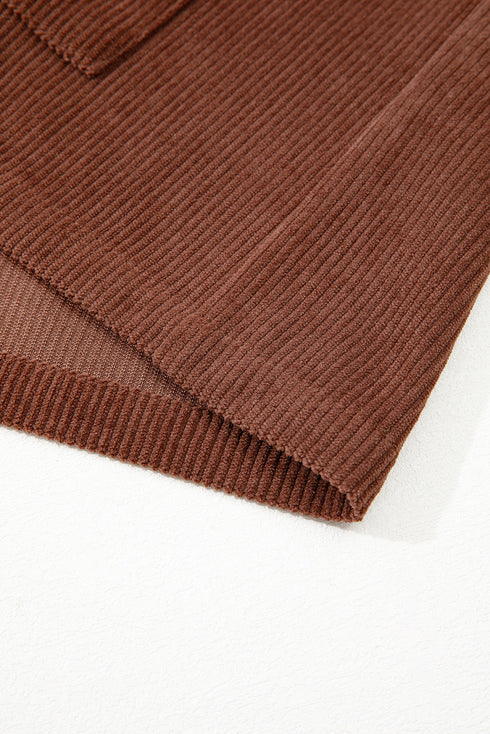 Floral Embroidered Wide Wale Corduroy Button Front Patch Pocket Jacket