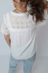 Floral Eyelet Embroidered Patchwork Sheer Short Sleeve Shirt