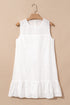 Floral Eyelet Embroidered Sleeveless Tiered Cotton Shift Dress