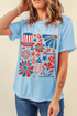 Floral Firework Print Round Neck Graphic T Shirt