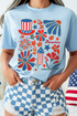 Floral Firework Print Round Neck Graphic T Shirt