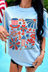 Floral Firework Print Round Neck Graphic T Shirt