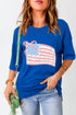 Floral Flag Graphic Side Slit Short Sleeve T-Shirt