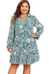 Floral Flounce Sleeve Split Neck Bohemian Mini Dress