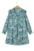 Floral Flounce Sleeve Split Neck Bohemian Mini Dress