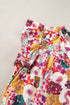 Floral Flutter Sleeve Split Neck Mini Dress