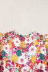 Floral Flutter Sleeve Split Neck Mini Dress