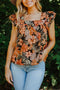 Floral Flutter Sleeves Square Neck Blouse