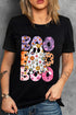 Floral Ghost Letter Print Crew Neck Graphic T-Shirt