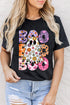 Floral Ghost Letter Print Crew Neck Graphic T-Shirt