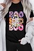 Floral Ghost Letter Print Crew Neck Graphic T-Shirt