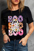 Floral Ghost Letter Print Crew Neck Graphic T-Shirt