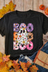 Floral Ghost Letter Print Crew Neck Graphic T-Shirt